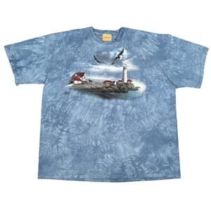 Vintage Lighthouse Eagle The Mountain Tie Dye T-Shirt 3XL 1999 Nature Wildlife